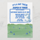 Blue Soccer Hat Trick, 3rd Birthday 招待状 (正面)