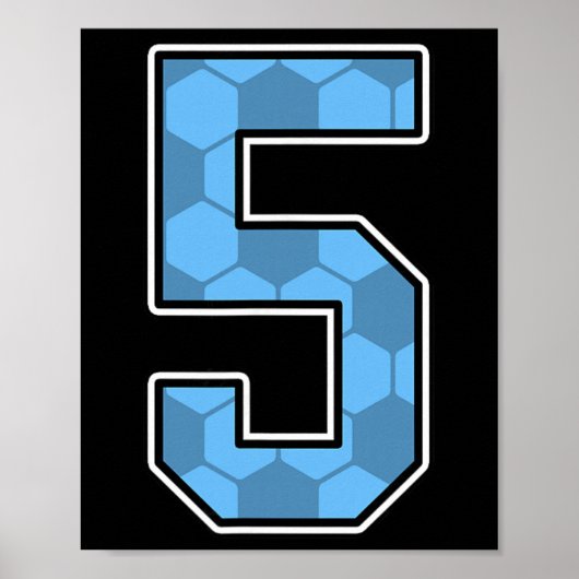 Blue Soccer Pattern Number 5 Jersey Player Uniform ポスター (正面)