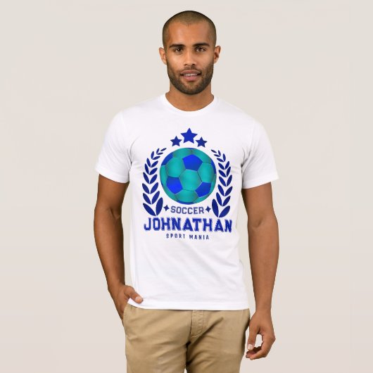 Blue Soccer Team Emblem | Gifts For Men Tシャツ (正面フル)