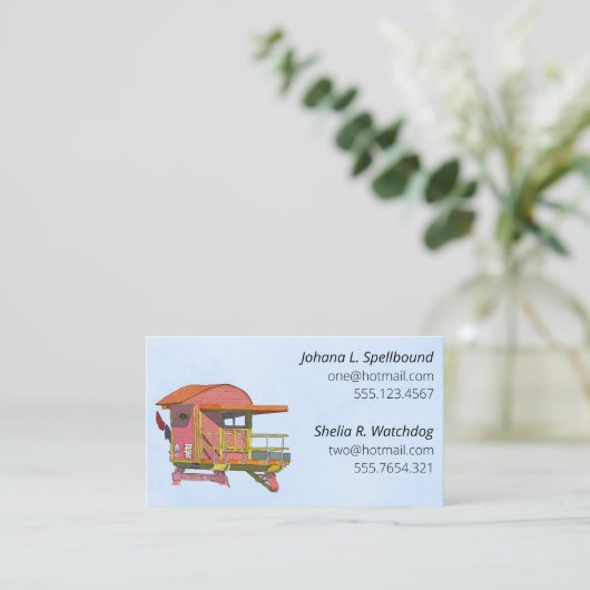 Blue Social calling card-Pink Lifeguard Tower 名刺 (スタンド正面)