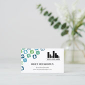 Blue Social Media IconsロゴインフルエンサーPodcaster 名刺 (スタンド正面)
