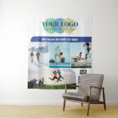 Blue Social Media Icons Logo Photos QR Promo タペストリー (インサイチュ)