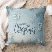 Blue Soft & Calm Christmas Snow Crystal Design-  クッション (ブランケット)