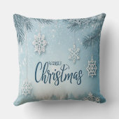 Blue Soft & Calm Christmas Snow Crystal Design-  クッション (裏面)