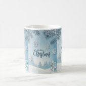 Blue Soft & Calm Christmas Snow Crystal Design-  コーヒーマグカップ (中央)