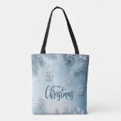 Blue Soft & Calm Christmas Snow Crystal Design-  トートバッグ (裏面)