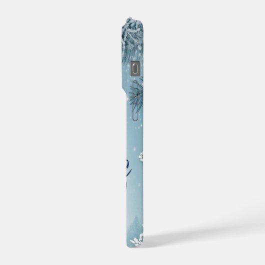 Blue Soft & Calm Christmas Snow Crystal Design-  iPhoneケース (左側面)