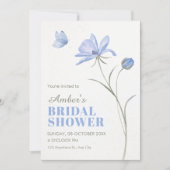 Blue soft flower bridal shower 招待状 (正面)