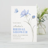 Blue soft flower bridal shower 招待状 (スタンド正面)