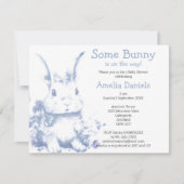 Blue Some Bunny is coming Baby Shower  招待状 (正面)