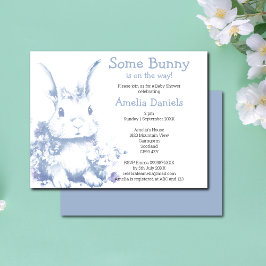 Blue Some Bunny is coming Baby Shower  招待状