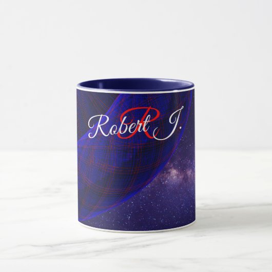 Blue Space Donuts Geometric Coffee Mug マグカップ (中央)