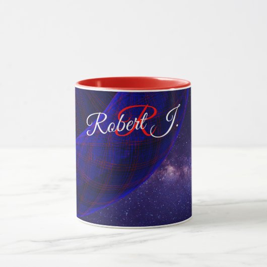 Blue Space Donuts Geometric Coffee Mug マグカップ (中央)