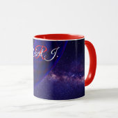 Blue Space Donuts Geometric Coffee Mug マグカップ (正面右)