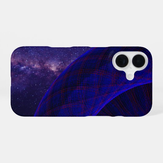 Blue Space Donuts Geometric iPhone 16 Case 16ケース (裏面横)