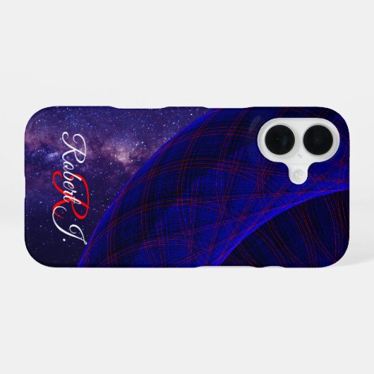 Blue Space Donuts Geometric iPhone 16 Case iPhone 16ケース (裏面横)