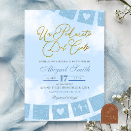 Blue Spanish piece of heaven baby shower 招待状