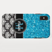 Blue Sparkleグリッター、Damask、モバイルガーリー機器 Case-Mate iPhoneケース (裏面(横))