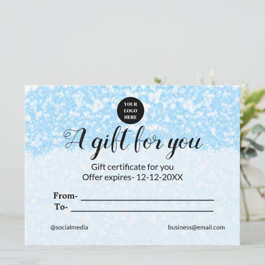 blue sparkle追加ロゴ文字名商品券 (スタンド正面)