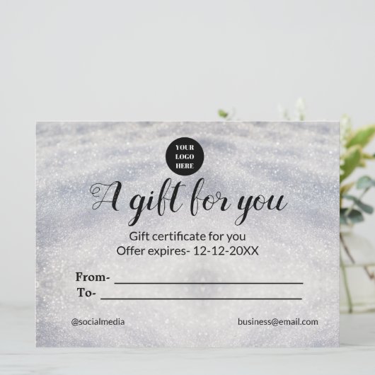 blue sparkle追加ロゴ文字名商品券 (スタンド正面)