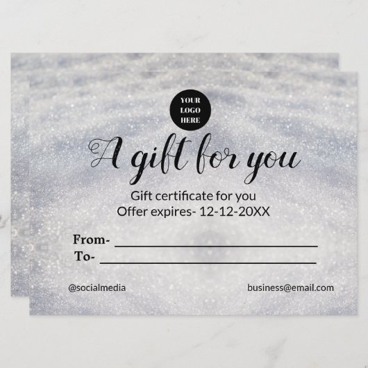 blue sparkle追加ロゴ文字名商品券 (正面/裏面)