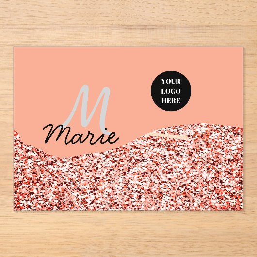 blue sparkle追加ロゴ文字感謝してい割引 アクリル招待状 (正面)