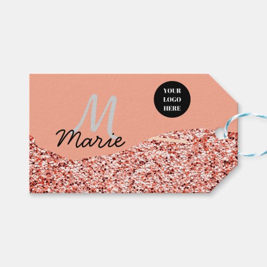 blue sparkle追加ロゴ文字感謝してい割引 ギフトタグ (正面(横))