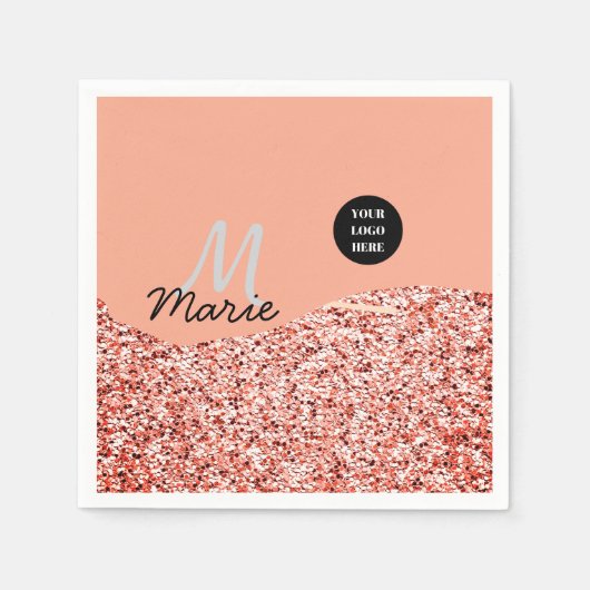 blue sparkle追加ロゴ文字感謝してい割引 スタンダードカクテルナプキン (正面)