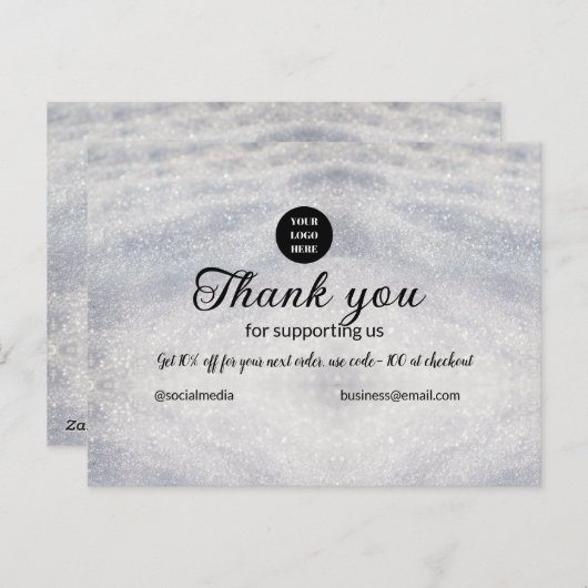 blue sparkle追加ロゴ文字感謝してい割引 ポストカード (正面/裏面)