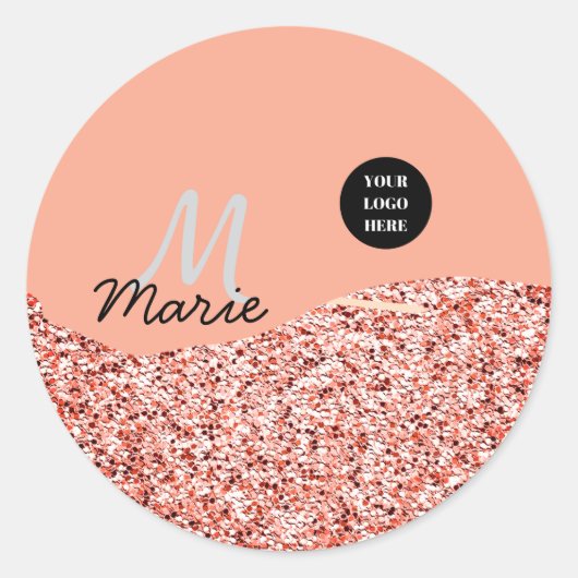 blue sparkle追加ロゴ文字感謝してい割引 ラウンドシール (正面)