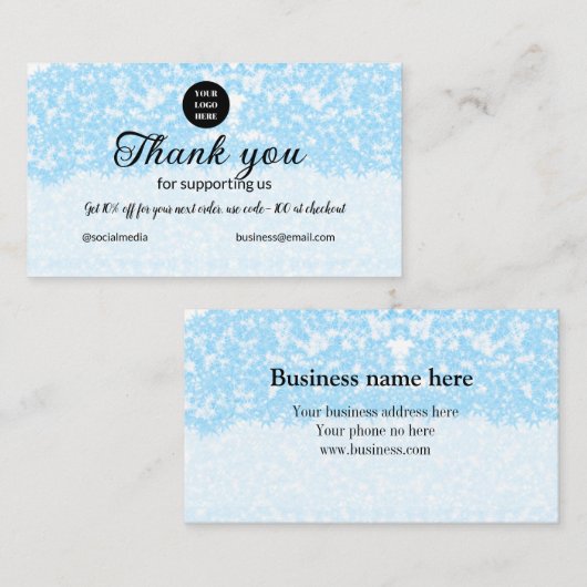 blue sparkle追加ロゴ文字感謝してい割引 名刺 (正面/裏面)