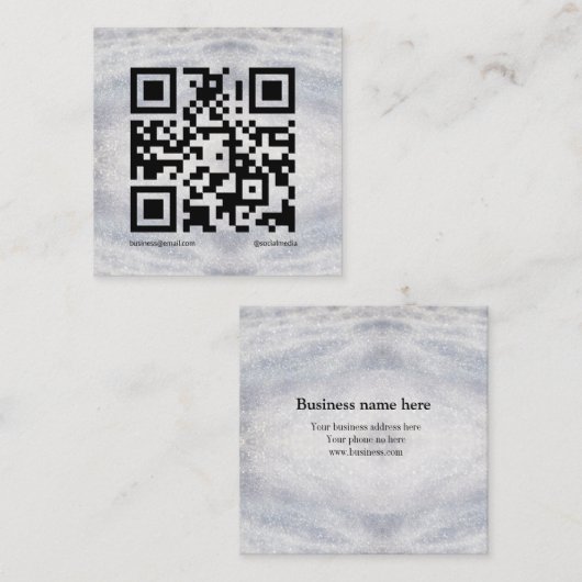 blue sparkle add logo文字Q Rコードはこちら スクエア名刺 (正面/裏面)