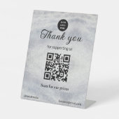 blue sparkle add logo文字Q Rコードスキャンはこちら 台座サイン (正面)