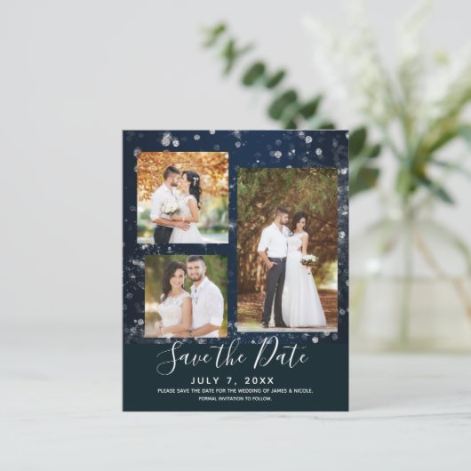 Blue Sparkle Lights結婚の写真Save the Date (スタンド正面)