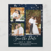 Blue Sparkle Lights結婚の写真Save the Date (正面)