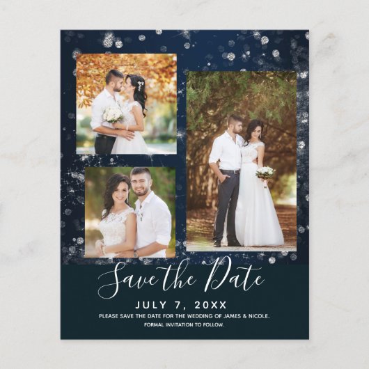 Blue Sparkle Lights結婚の写真Save the Date (正面)