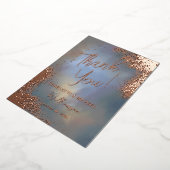 Blue Sparkle Photo Overlay'結婚s Thank You 箔招待状 (回転した状態)