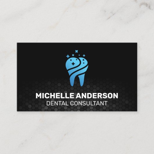 Blue Sparkle Toothアイコン |幾何学的な背景 名刺 (正面)