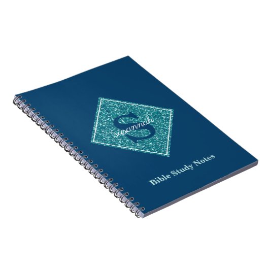 Blue Sparkles Monogram Bible Study Notebook ノートブック (右側)