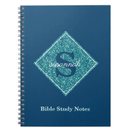 Blue Sparkles Monogram Bible Study Notebook ノートブック