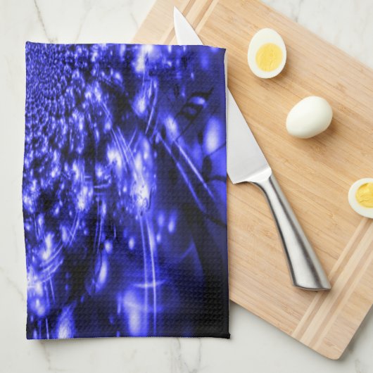 Blue Sparkling Lights キッチンタオル (四つ折り)