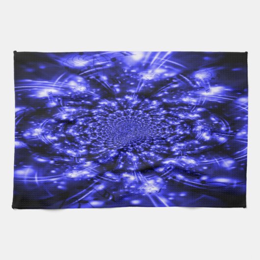 Blue Sparkling Lights キッチンタオル (横)