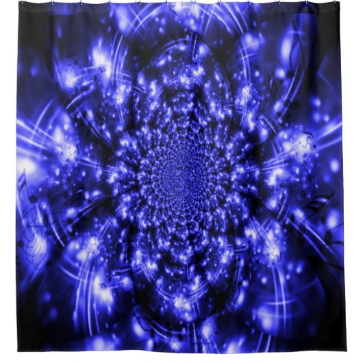 Blue Sparkling Lights シャワーカーテン (正面)