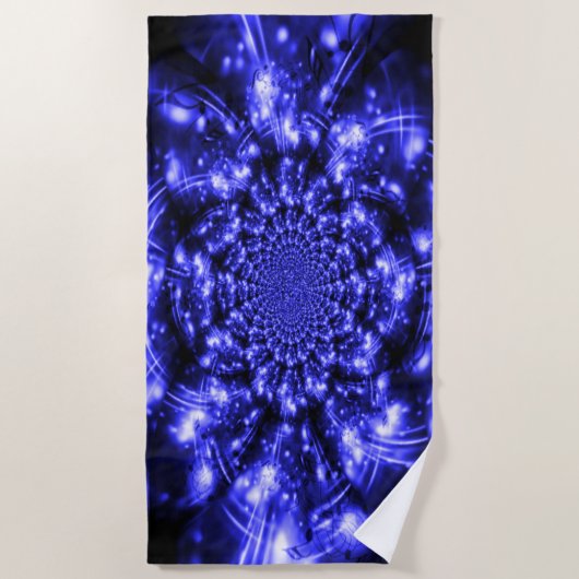 Blue Sparkling Lights ビーチタオル (正面)