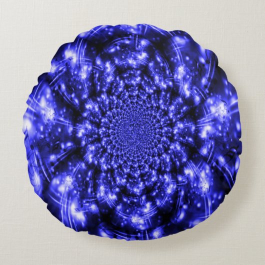 Blue Sparkling Lights ラウンドクッション (正面)
