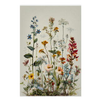 Blue Spike Wildflower Bouquet ポスター