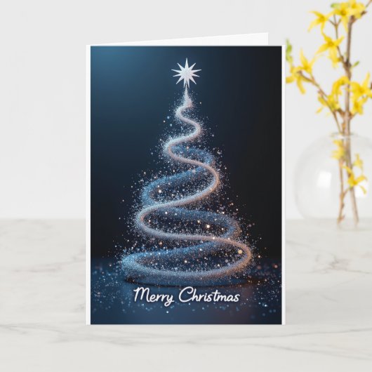 Blue Spiral Tree – Christmas Card カード (黄色い花)