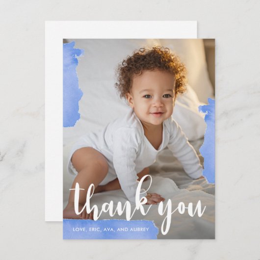 Blue Splashes誕生日パーティーありがとうフルフォト ポストカード (正面/裏面)