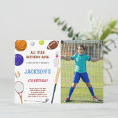 Blue Sports誕生日招待状と写真 招待状 (スタンド正面)