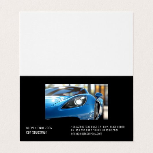 Blue Sports Car | Close Up  名刺 (外部フラット)